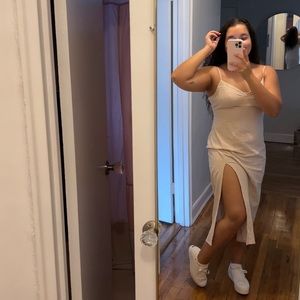 Cider Solid Slit Cami Midi Dress / M